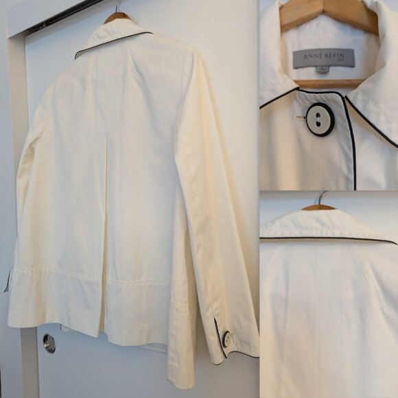 Anne Klein Waterproof White Cropped A-Line Coat - Picture 7 of 12